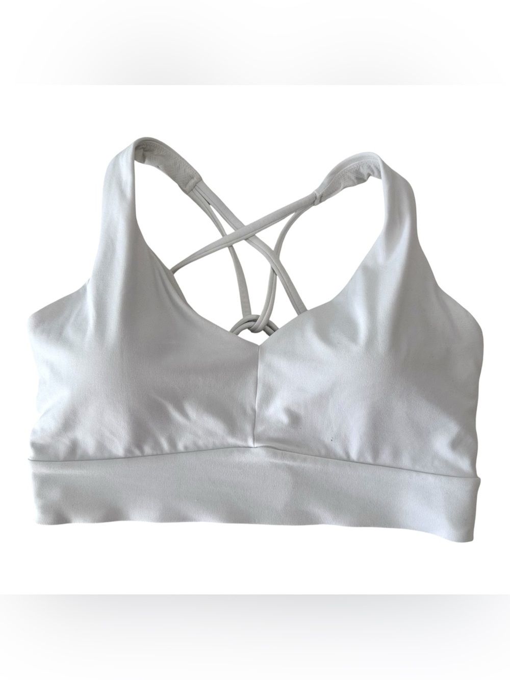 Athleta White Solace Cross Back Studio Workout Gym Sports Bra Womens Medium